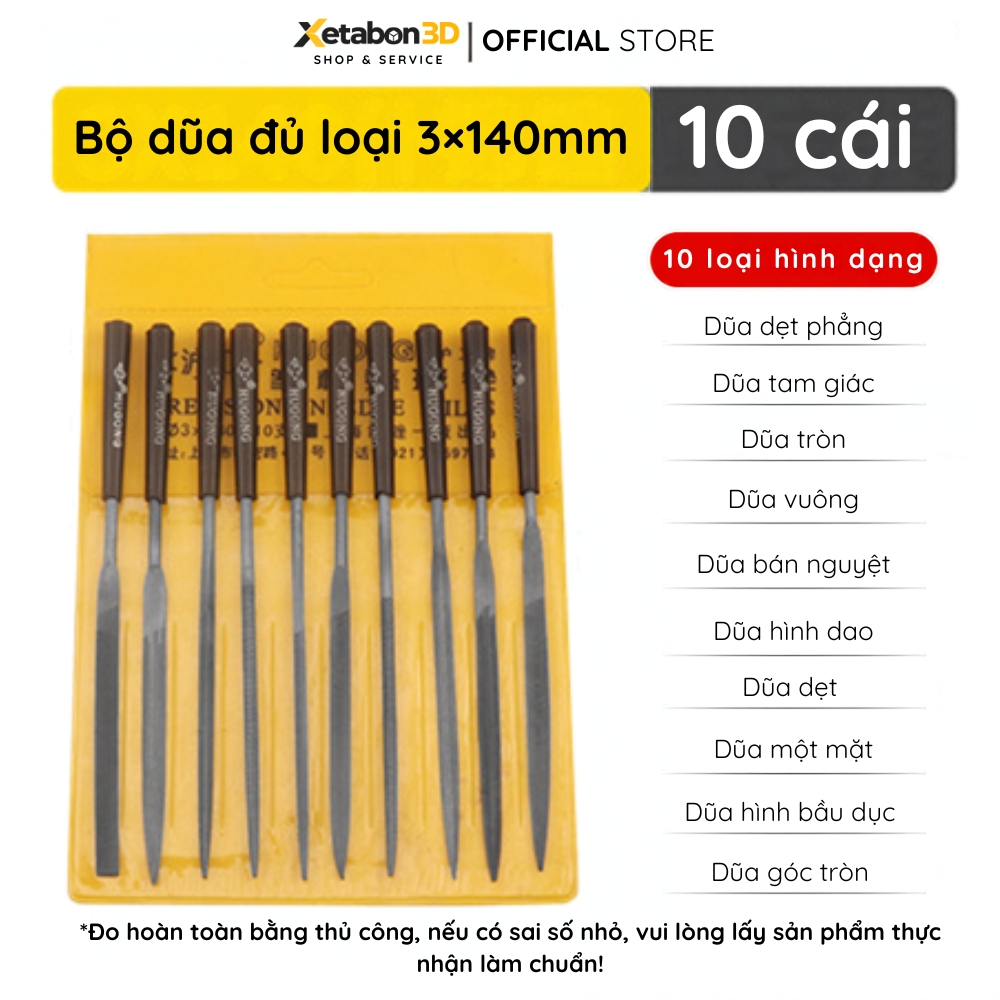 Bộ 10 cây dũa kích thước 3x140mm, đủ loại quy cách khác nhau (5)